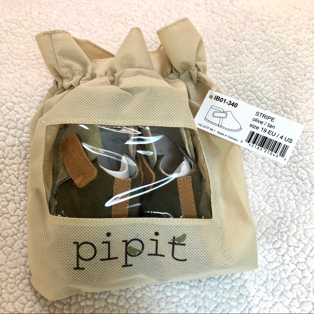 Pipit Suede Stripe Olive Green Baby Shoes Size 4 - Picture 8 of 10